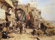 Gustav Bauernfeind Jaffa Street Scene. USA oil painting artist